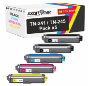 Compatible Pack x5 Brother TN241 / TN245 Cartuchos de Toner para Brother DCP: 9015CDW 9017CDW 9020CDW 9022CDW / HL: 3140CW 3142CW 3150CDW 3152CDW 3170CDW 3172CDW / MFC: 9140CDN 9142CDN 9330CDW 9332CDW 9340CDW 9342CDW
