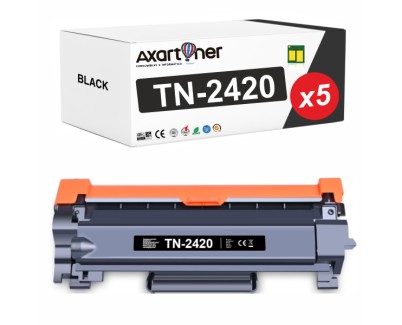 Compatible Pack x5 Brother TN2420 Negro - CON CHIP - Cartucho de Toner TN-2420