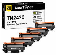 Compatible Pack x5 Brother TN2420 Negro - CON CHIP - Cartucho de Toner TN-2420 para Brother HL-L2310D HL-L2350DN HL-L2530DW HL-L2370DN HL-L2375DW DCP-L2510D MFC-L2710DN MFC-L2730DW MFC-L2750DW