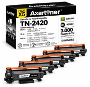 Compatible Pack x5 Brother TN2420 Negro - CON CHIP - Cartucho de Toner TN-2420 para Brother HL-L2310D HL-L2350DN HL-L2530DW HL-L2370DN HL-L2375DW DCP-L2510D MFC-L2710DN MFC-L2730DW MFC-L2750DW