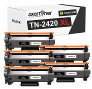 Compatible Pack x5 Brother TN2420 XL Negro - CON CHIP - Cartucho de Toner TN-2420 (ALTA CAPACIDAD / JUMBO) para Brother HL-L2310D HL-L2350DN HL-L2370DN HL-L2375DW DCP-L2510D DCP-L2530DW MFC-L2710DN MFC-L2730DW MFC-L2750DW