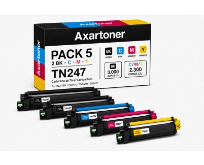 Compatible Pack x5 Brother TN247 / TN243 Cartuchos de Toner para DCP-L3510CDW, DCP-L3550CDW, HL-L3210CW, HL-L3230CDW, HL-L3270CDW, HL-L3280CDW, MFC-L3710CW, MFC-L3730CDN, MFC-L3750CDW, MFC-L3770CDW