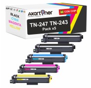Compatible Pack x5 Brother TN247 / TN243 Cartuchos de Toner para DCP-L3510CDW, DCP-L3550CDW, HL-L3210CW, HL-L3230CDW, HL-L3270CDW, HL-L3280CDW, MFC-L3710CW, MFC-L3730CDN, MFC-L3750CDW, MFC-L3770CDW