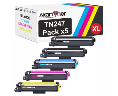 Compatible Pack x5 Brother TN247 / TN243 Cartuchos de Toner para MFC-L3750CDW L3770CDW L3710CW DCP-L3550CDW L3510CDW L3210CW HL-L3230CDW