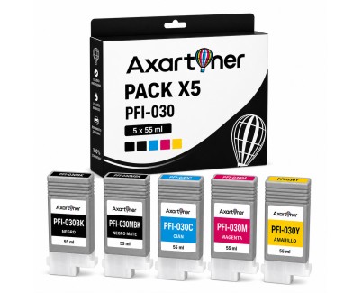 Compatible Pack x5 Canon PFI030 / PFI-030 Cartuchos de Tinta para Canon imagePROGRAF TA-20 / TA-20 MFP L24 ei / TA-30