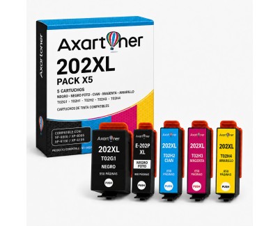 Compatible Pack x5 Epson 202XL Cartuchos de tinta para XP6000, XP6005, XP6100, XP6105