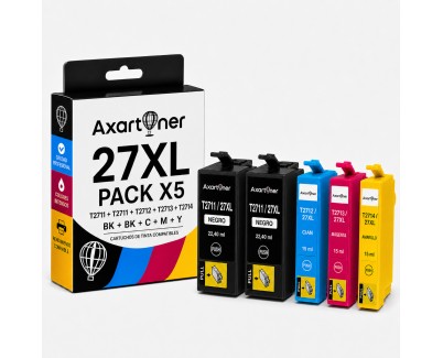 Compatible Pack x5 Epson T2711 / T2712 / T2713 / T2714 - 27XL Cartuchos de Tinta