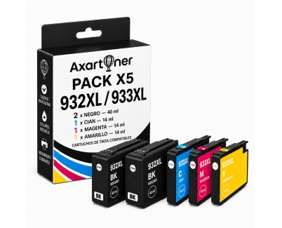 Compatible Pack x5 HP 932XL / 933XL Cartuchos de Tinta