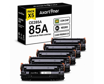 Compatible Pack x5 HP CE285A / 85A Negro Cartucho de Toner para HP LaserJet Pro P1102, P1102w, M1212nf, P1109w, M1217nfw, MF3010, 1102w