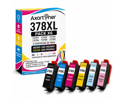 Compatible Pack x6 Epson 378XL - T3791 / T3792 / T3793 / T3794 / T3795 / T3796 Cartuchos de Tinta