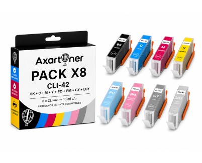 Compatible Pack x8 Canon CLI42 / CLI-42 Cartuchos de tinta para Canon Pixma Pro 100 / 100S