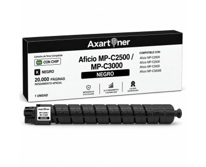 Compatible Ricoh Aficio MP-C2500 / MP-C3000 Negro Cartucho de Toner 888640 / 888636 MPC2500, MPC3000