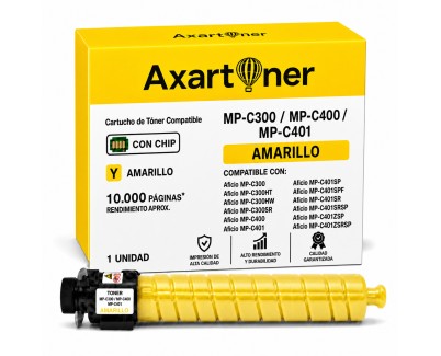 Compatible Ricoh Aficio MP-C300 / MP-C400 / MP-C401 Amarillo Cartucho de Toner 841553 / 841302 MPC300, MPC400, MPC401