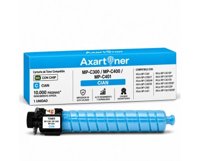 Compatible Ricoh Aficio MP-C300 / MP-C400 / MP-C401 Cyan Cartucho de Toner 841551 / 841300 MPC300, MPC400, MPC401