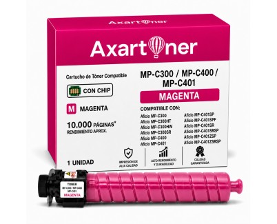 Compatible Ricoh Aficio MP-C300 / MP-C400 / MP-C401 Magenta Cartucho de Toner 841552 / 841301 MPC300, MPC400, MPC401