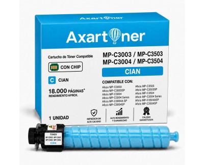 Compatible Ricoh Aficio MP-C3003 / MP-C3503 / MP-C3004 / MP-C3504 Cyan Cartucho de Toner 841820 / 841816