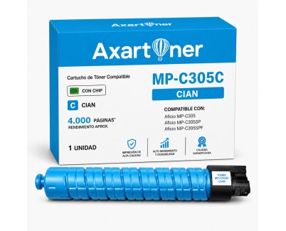 Compatible Ricoh Aficio MP-C305 / MP-C305SP / MP-C305SPF Cyan Cartucho de Toner 842082 / 841595 / MPC305E