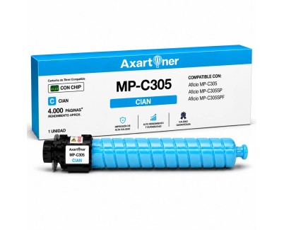 Compatible Ricoh Aficio MP-C305 / MP-C305SP / MP-C305SPF Cyan Cartucho de Toner 842082 / 841595 / MPC305E