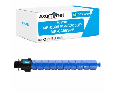 Compatible Ricoh Aficio MP-C305 / MP-C305SP / MP-C305SPF Cyan Cartucho de Toner 842082 / 841595 / MPC305E