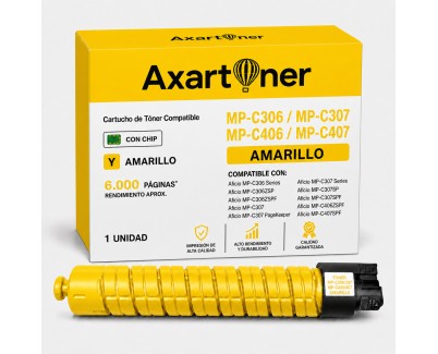 Compatible Ricoh Aficio MP-C306 / MP-C307 / MP-C406 / MP-C407 Amarillo Cartucho de Toner 842098 / 842094 / 842214