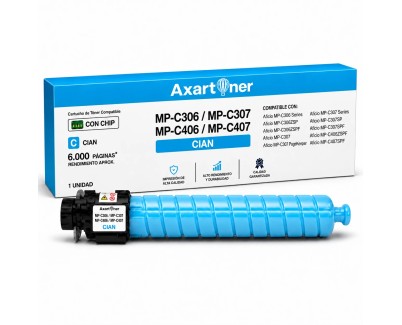 Compatible Ricoh Aficio MP-C306 / MP-C307 / MP-C406 / MP-C407 Cyan Cartucho de Toner 842096 / 842092 / 842212