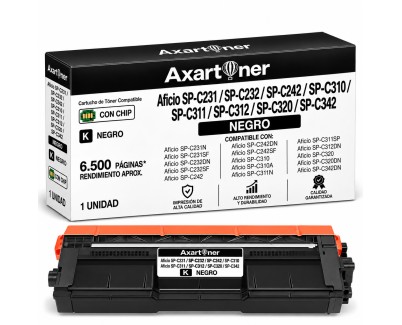 Compatible Ricoh Aficio SP-C231 / SP-C232 / SP-C242 / SP-C310 / SP-C311 / SP-C312 / SP-C320 / SP-C342 Negro Cartucho de Toner 407634 / 406479 / SPC310BK