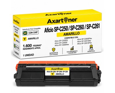 Compatible Ricoh Aficio SP-C250, SP-C260, SP-C261 Amarillo Cartucho de Toner 407546