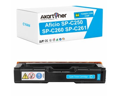 Compatible Ricoh Aficio SP-C250, SP-C260, SP-C261 Cyan Cartucho de Toner 407544