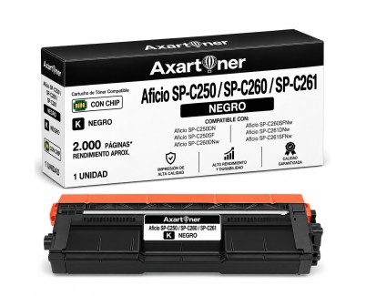 Compatible Ricoh Aficio SP-C250, SP-C260, SP-C261 Negro Cartucho de Toner 407543
