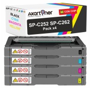 Compatible Pack x4 Ricoh Aficio SP-C252 / SP-C262 Cartuchos de Toner