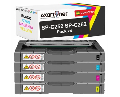 Compatible Pack x4 Ricoh Aficio SP-C252 / SP-C262 Cartuchos de Toner