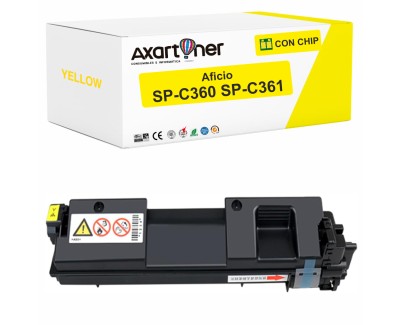 Compatible Ricoh Aficio SP-C360 / SP-C361 Amarillo Cartucho de Toner 408191 / 408187 / 408253 / SPC360E / SPC360HE / SPC360X