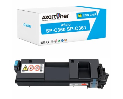 Compatible Ricoh Aficio SP-C360 / SP-C361 Cyan Cartucho de Toner 408189 / 408185 / 408251 / SPC360E / SPC360HE / SPC360X