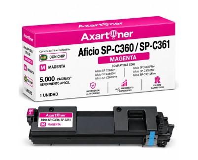 Compatible Ricoh Aficio SP-C360 / SP-C361 Magenta Cartucho de Toner 408190 / 408186 / 408252 / SPC360E / SPC360HE / SPC360X