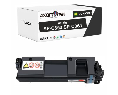Compatible Ricoh Aficio SP-C360 / SP-C361 Negro Cartucho de Toner 408188 / 408184 / 408250 / SPC360E / SPC360HE / SPC360X