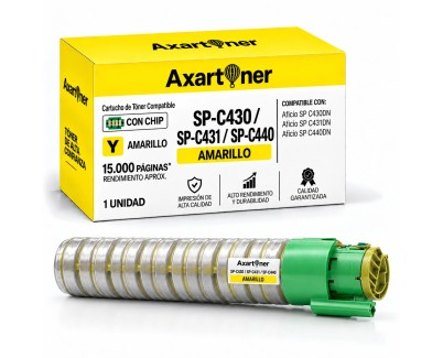Compatible Ricoh Aficio SP-C430DN / SP-C431DN / SP-C440DN Amarillo Cartucho de Toner 821095 / 821075 / 821205 / 821282