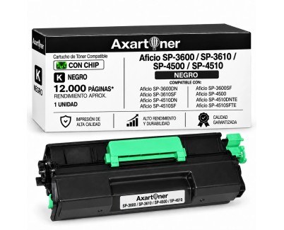 Compatible Ricoh Aficio SP3600 / SP3610 / SP4500 / SP4510 Negro Cartucho de Toner SP4500HE / SP4500LE / SP4500E / 407318 / 407319 / 407323 / 407340