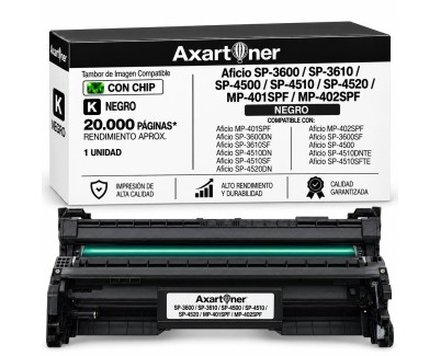 Compatible Ricoh Aficio SP3600, SP3610, SP4500, SP4510, SP4520, MP401SPF, MP402SPF Tambor de Imagen 407324 (Drum) Negro