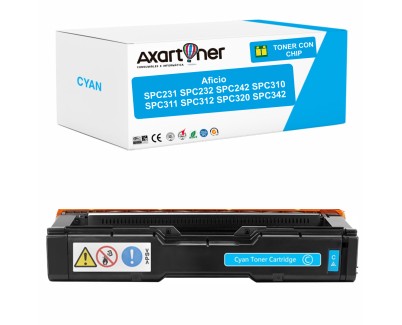 Compatible Ricoh Aficio SPC231, SPC232, SPC242, SPC310, SPC311, SPC312, SPC320, SPC342 Cyan Cartucho de Toner 407637 / 406480 / SPC310C