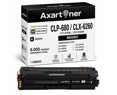 Compatible Samsung CLP680 / CLX6260 Negro Cartucho de Toner CLT-K506L / CLT-K506S / SU171A / SU180A para CLP-680DW / CLP-680ND / CLX-6260FD / CLX-6260FR / CLX-6260FW / CLX-6260ND