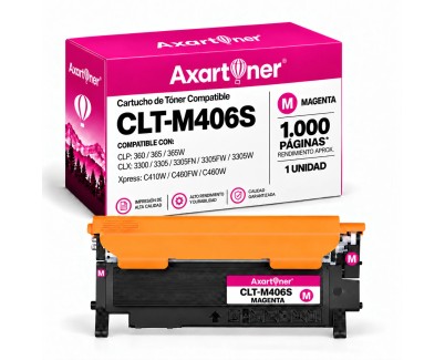 Compatible Samsung CLP360 / CLP365 / CLX3300 / CLX3305 / XPRESS C410 / XPRESS C460 Magenta Cartucho de Toner CLT-M406S SU252A