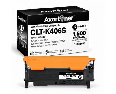 Compatible Samsung CLP360 / CLP365 / CLX3300 / CLX3305 / XPRESS C410 / XPRESS C460 Negro Cartucho de Toner CLT-K406S SU118A