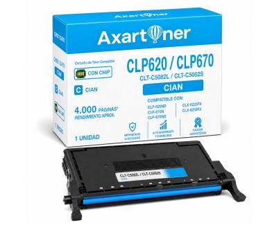 Compatible Samsung CLP620 / CLP670 / CLX6220 / CLX6250 Cyan Cartucho de Toner CLT-C5082L SU055A / SU056A