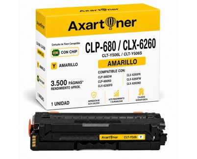 Compatible Samsung CLP680 / CLX6260 Amarillo Cartucho de Toner CLT-Y506L / CLT-Y506S / SU515A / SU524A para CLP-680DW / CLP-680ND / CLX-6260FD / CLX-6260FR / CLX-6260FW / CLX-6260ND