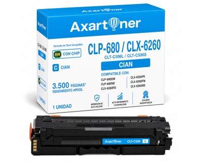 Compatible Samsung CLP680 / CLX6260 Cyan Cartucho de Toner CLT-C506L / CLT-C506S / SU038A / SU047A para CLP-680DW / CLP-680ND / CLX-6260FD / CLX-6260FR / CLX-6260FW / CLX-6260ND