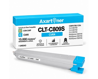 Compatible Samsung CLT-C809S Cyan Cartucho de Toner SS567A para CLX9251, CLX9301 / Multiexpress C9201, C9251, C9301