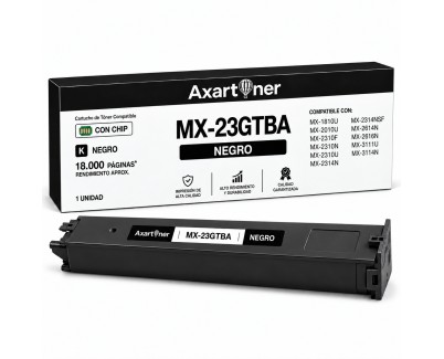 Compatible Sharp MX23 Negro Cartucho de Toner MX23GTBA para Sharp MX-1810, MX-2010, MX-2310, MX-2314, MX-2316, MX-3111, MX-3114