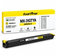 Compatible Sharp MX31 Amarillo Cartucho de Toner MX-31GTYA para Sharp MX2301, MX2600, MX3100, MX4100, MX4101, MX5000, MX5001, MX5100