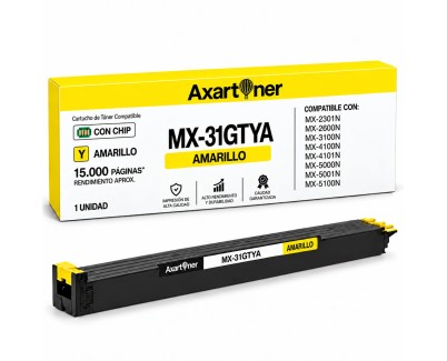 Compatible Sharp MX31 Amarillo Cartucho de Toner MX-31GTYA para Sharp MX2301, MX2600, MX3100, MX4100, MX4101, MX5000, MX5001, MX5100