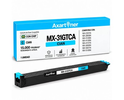 Compatible Sharp MX31 Cyan Cartucho de Toner MX-31GTCA para Sharp MX2301, MX2600, MX3100, MX4100, MX4101, MX5000, MX5001, MX5100